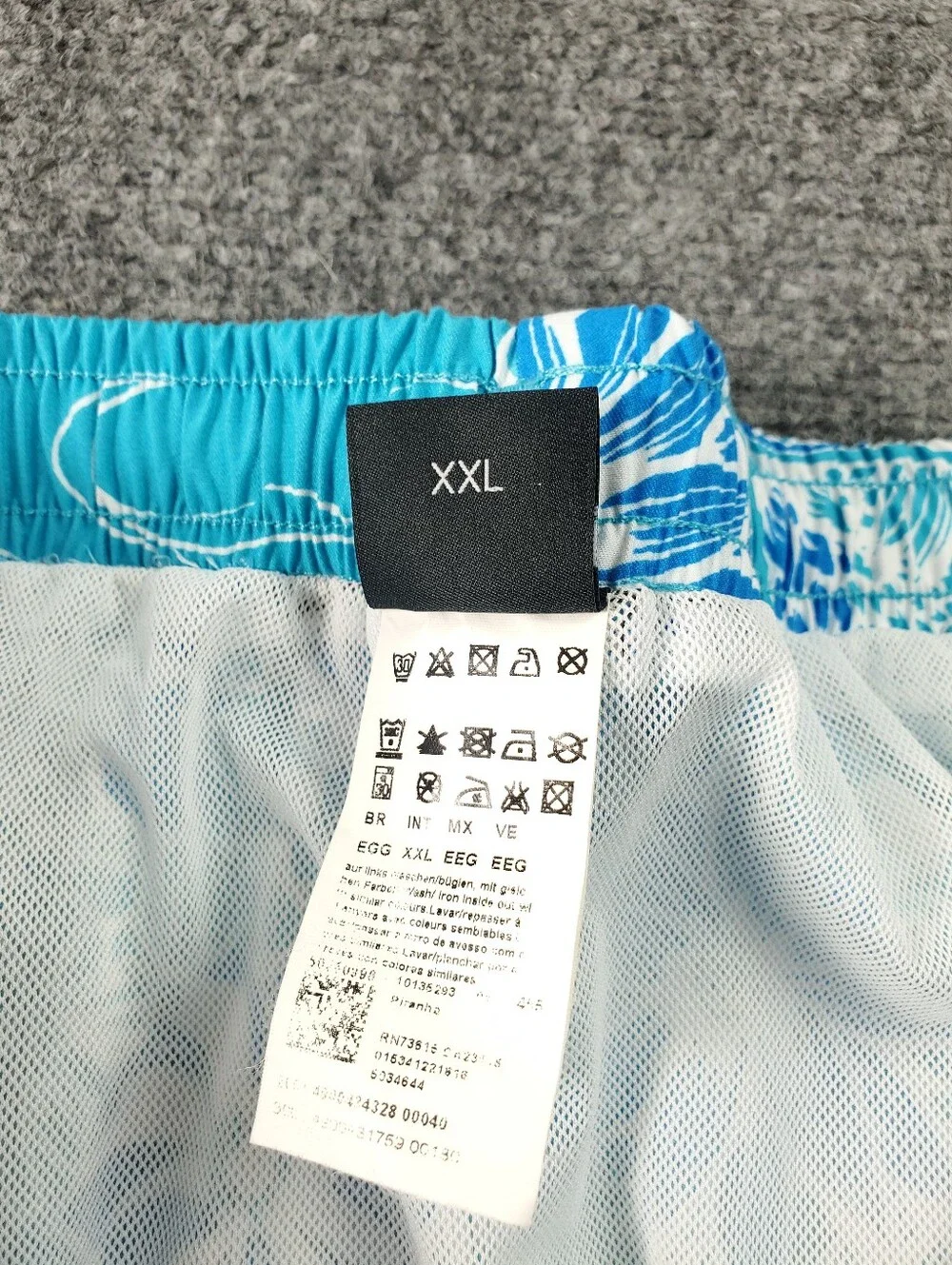 Hugo Boss Swim Trunks 2XL Floral Print Hawaiian Tropical Flowers Mesh Lined Blue